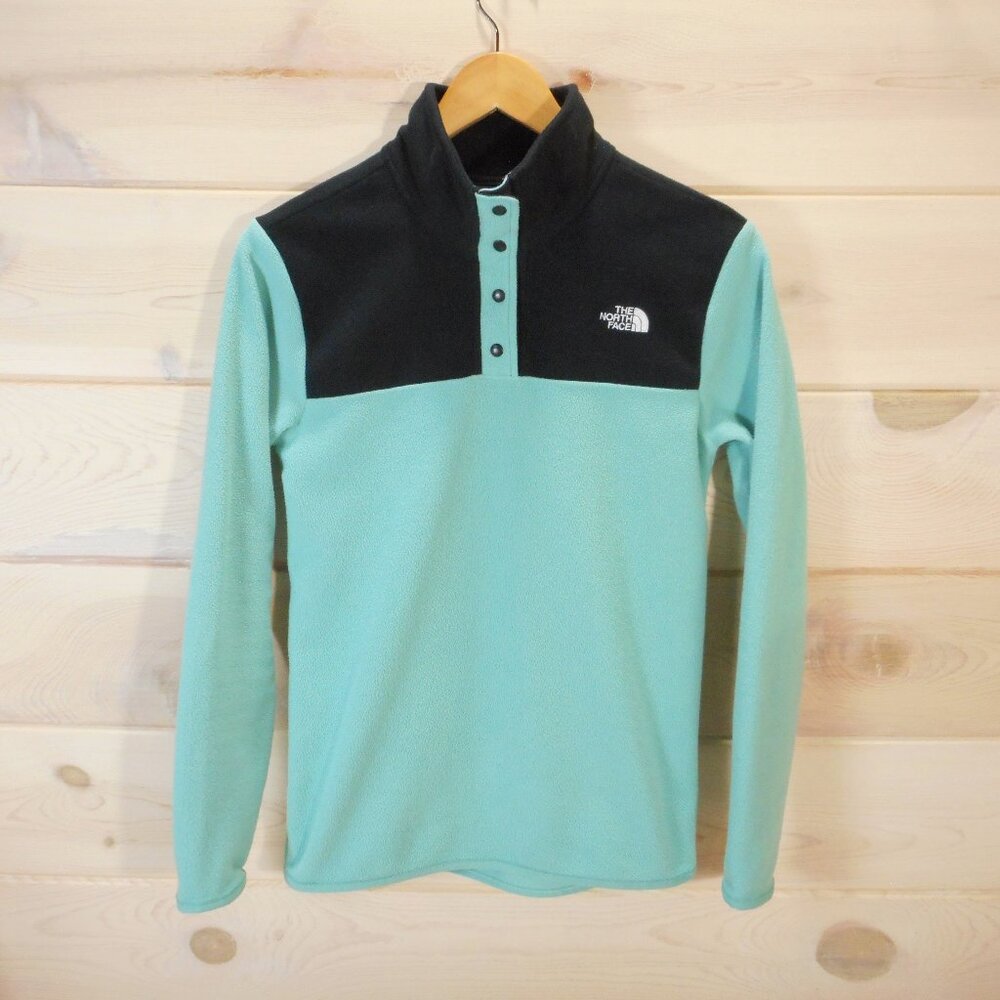 The North Face 1/4 Snap Fleece Pullover Women's XS Teal Black Lightweight